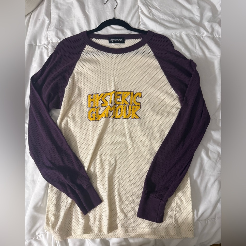 Hysteric Glamour Purple and Cream Mesh Top